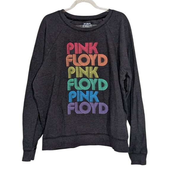 Lucky Brand Pink Floyd Sweatshirt Womens Size Large Gray Rainbow Crew Neck - Picture 1 of 10